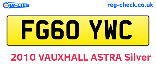 FG60YWC are the vehicle registration plates.