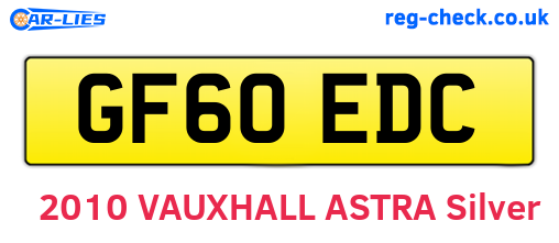 GF60EDC are the vehicle registration plates.