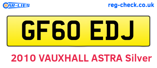 GF60EDJ are the vehicle registration plates.