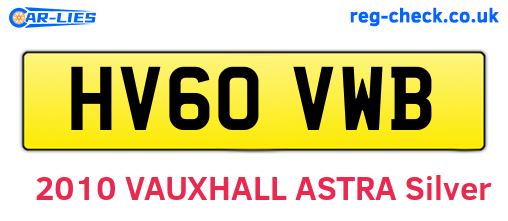 HV60VWB are the vehicle registration plates.