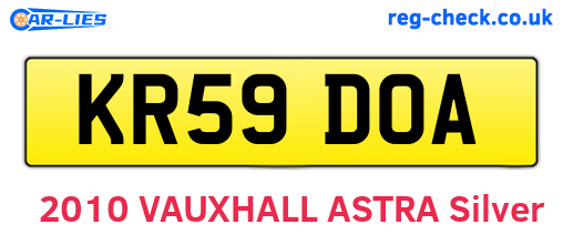 KR59DOA are the vehicle registration plates.