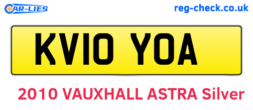 KV10YOA are the vehicle registration plates.