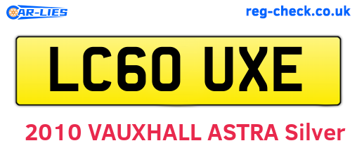LC60UXE are the vehicle registration plates.
