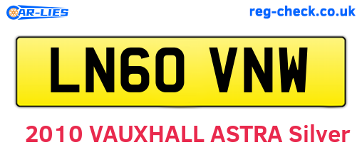 LN60VNW are the vehicle registration plates.