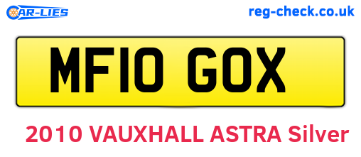 MF10GOX are the vehicle registration plates.