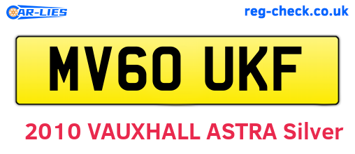 MV60UKF are the vehicle registration plates.