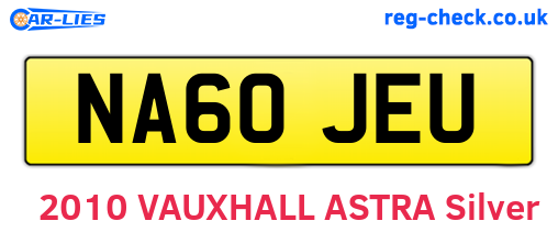 NA60JEU are the vehicle registration plates.
