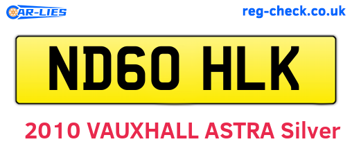 ND60HLK are the vehicle registration plates.