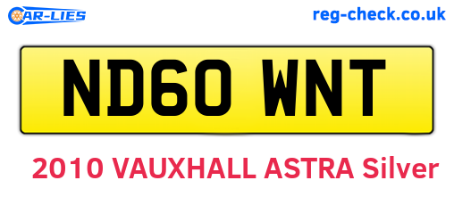 ND60WNT are the vehicle registration plates.