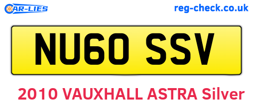 NU60SSV are the vehicle registration plates.
