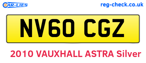 NV60CGZ are the vehicle registration plates.