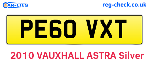PE60VXT are the vehicle registration plates.