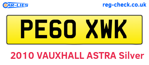 PE60XWK are the vehicle registration plates.