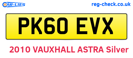 PK60EVX are the vehicle registration plates.