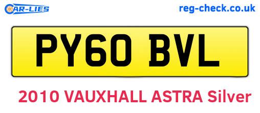 PY60BVL are the vehicle registration plates.