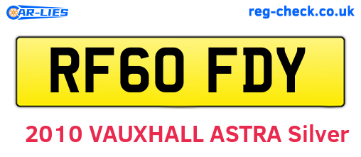 RF60FDY are the vehicle registration plates.