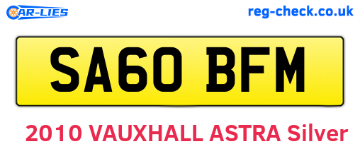 SA60BFM are the vehicle registration plates.