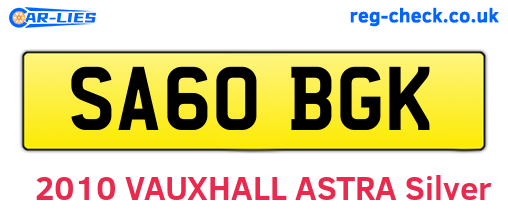 SA60BGK are the vehicle registration plates.