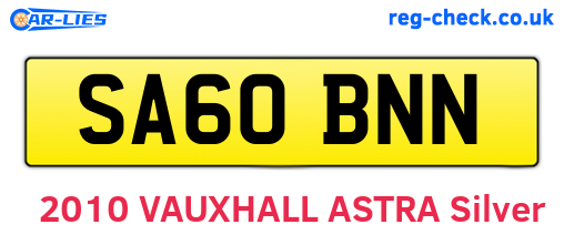 SA60BNN are the vehicle registration plates.