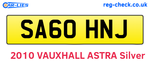 SA60HNJ are the vehicle registration plates.