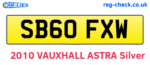 SB60FXW are the vehicle registration plates.