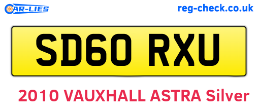 SD60RXU are the vehicle registration plates.