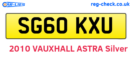 SG60KXU are the vehicle registration plates.