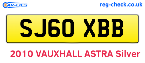 SJ60XBB are the vehicle registration plates.