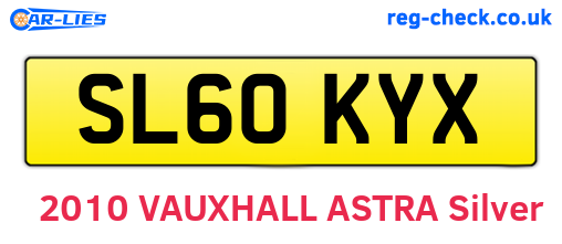 SL60KYX are the vehicle registration plates.
