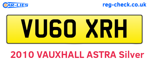 VU60XRH are the vehicle registration plates.