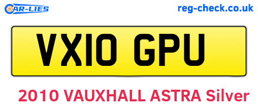 VX10GPU are the vehicle registration plates.
