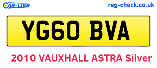 YG60BVA are the vehicle registration plates.