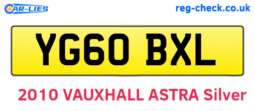 YG60BXL are the vehicle registration plates.