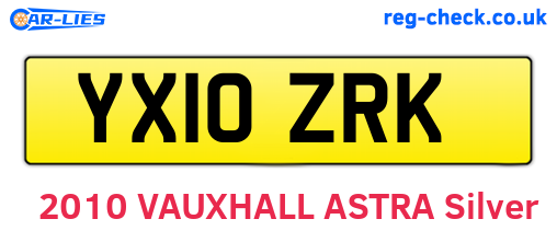 YX10ZRK are the vehicle registration plates.