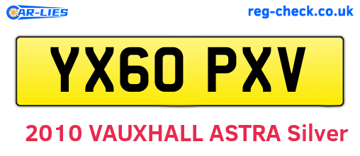 YX60PXV are the vehicle registration plates.