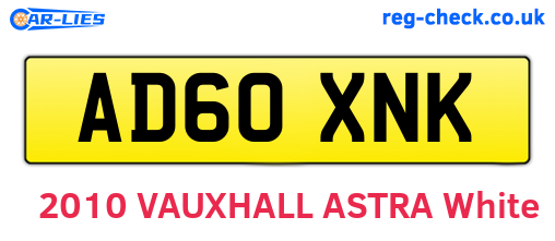 AD60XNK are the vehicle registration plates.
