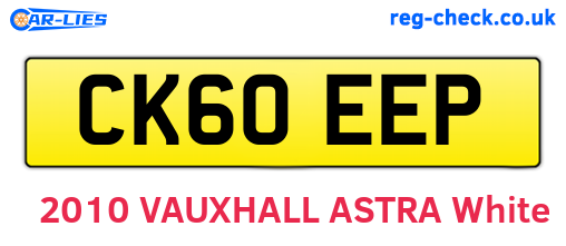 CK60EEP are the vehicle registration plates.
