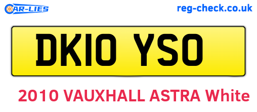 DK10YSO are the vehicle registration plates.