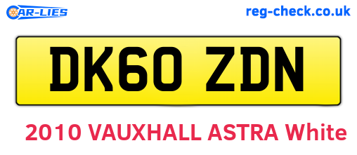 DK60ZDN are the vehicle registration plates.