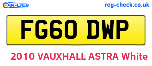 FG60DWP are the vehicle registration plates.