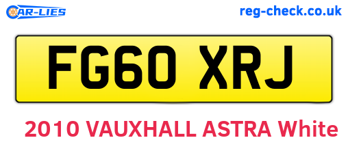 FG60XRJ are the vehicle registration plates.