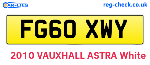 FG60XWY are the vehicle registration plates.