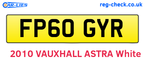 FP60GYR are the vehicle registration plates.
