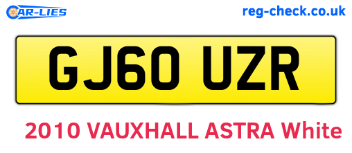 GJ60UZR are the vehicle registration plates.