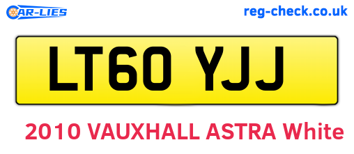 LT60YJJ are the vehicle registration plates.