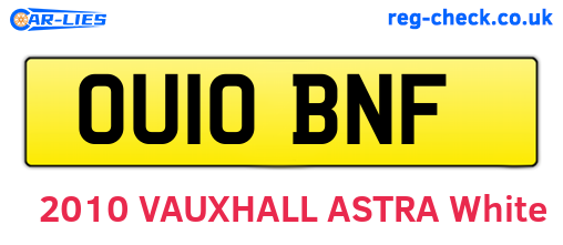 OU10BNF are the vehicle registration plates.
