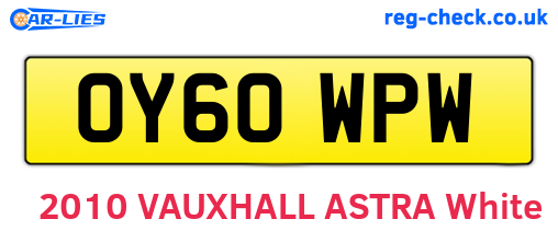 OY60WPW are the vehicle registration plates.