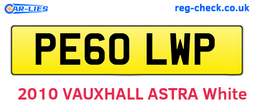 PE60LWP are the vehicle registration plates.