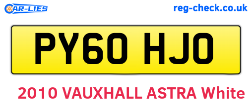 PY60HJO are the vehicle registration plates.
