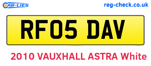 RF05DAV are the vehicle registration plates.